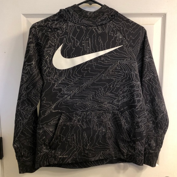 Nike Other - Nike Youth boys Black hoodie Large chest logo | Damascus steel design | Large
